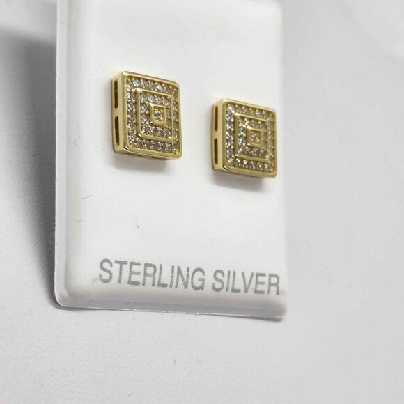 BRAND NEW Sterling Silver 925 Square Design Earrings - Picture 1 of 4